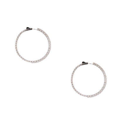 14k White Gold 3.94ctw Outside Diamond Hoop Earrings