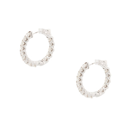14k White Gold Medium Diamond Inside Out Hoop Earrings