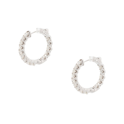 14k White Gold Medium Diamond Inside Out Hoop Earrings