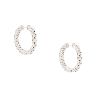 14k White Gold Medium Diamond Inside Out Hoop Earrings