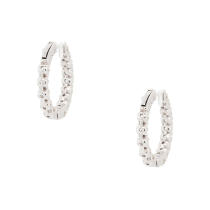 14k White Gold Medium Diamond Inside Out Hoop Earrings