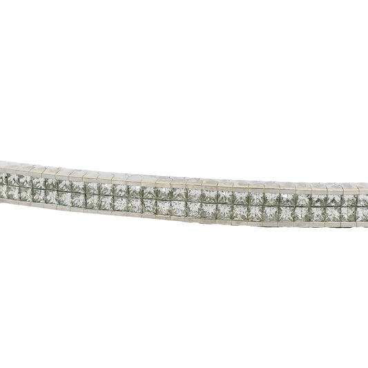 14k White Gold Invisible Set Two Row Natural 8.31ctw Diamond Bracelet