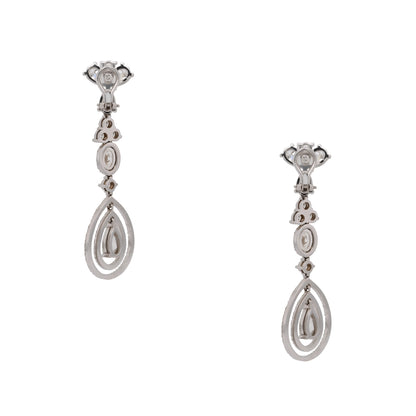 18k White Gold 12.68ctw Multi Shape Diamond Dangle Drop Earrings