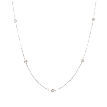 18k White Gold 1ctw Bezel Set Diamond By The Yard Necklace
