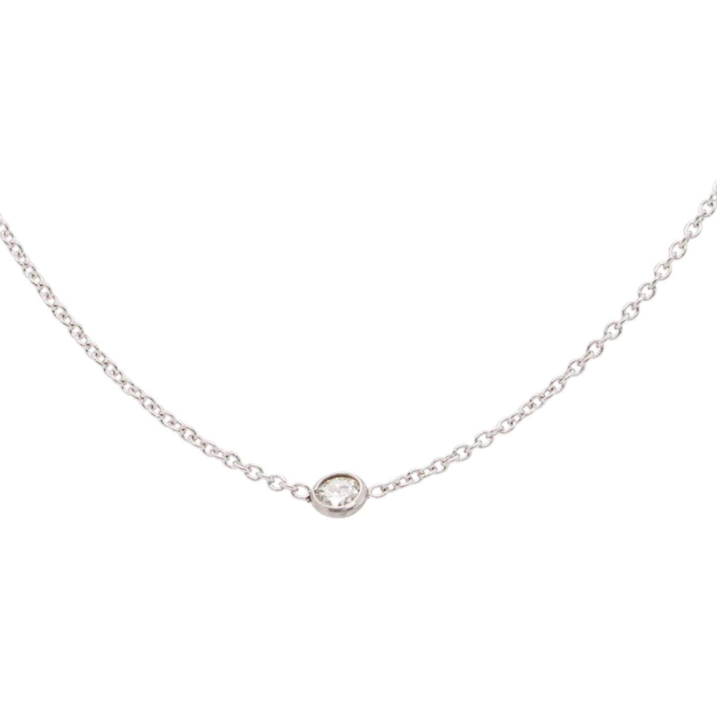 18k White Gold 1ctw Bezel Set Diamond By The Yard Necklace