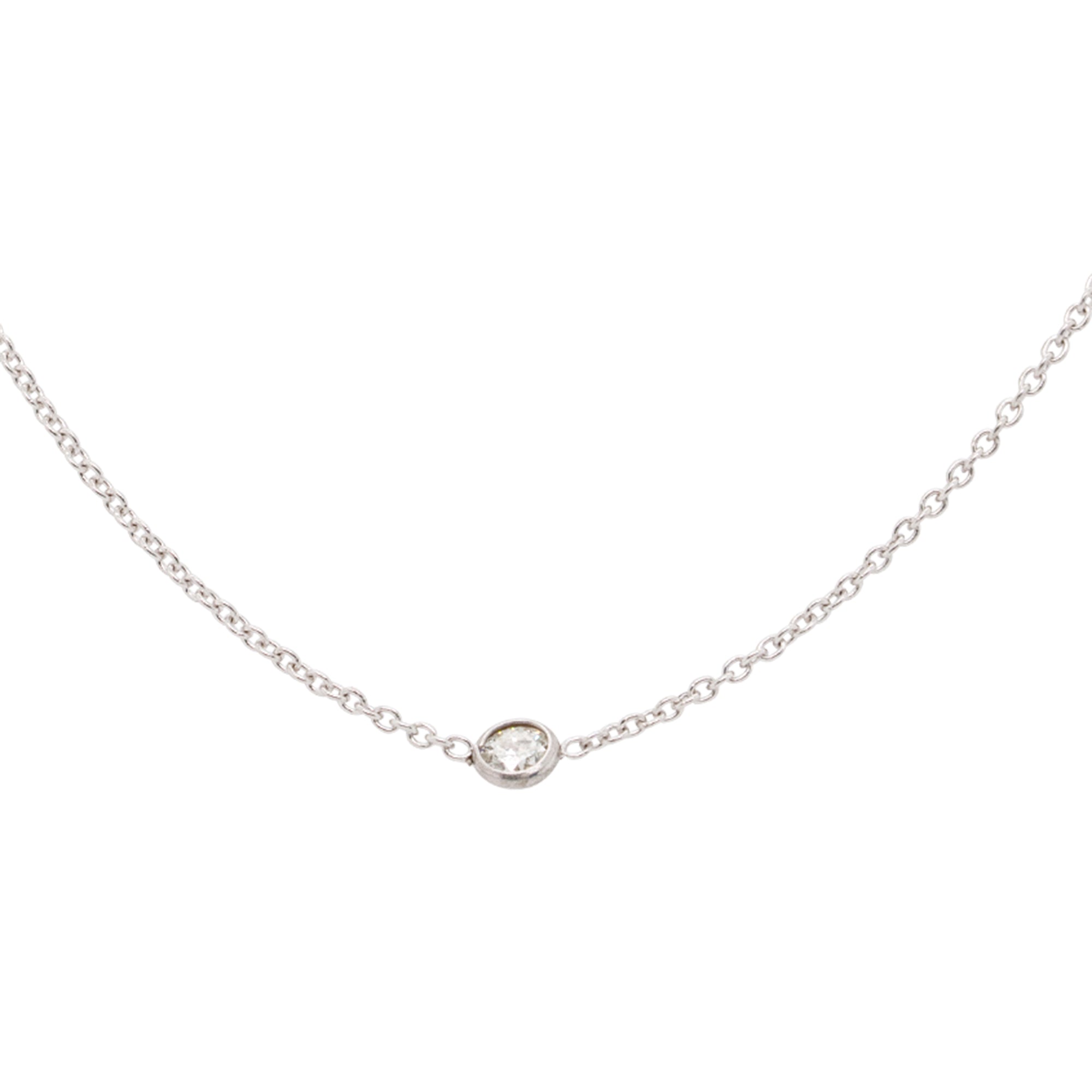 18k White Gold 1ctw Bezel Set Diamond By The Yard Necklace