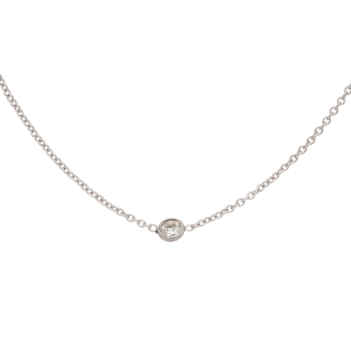 18k White Gold 1ctw Bezel Set Diamond By The Yard Necklace