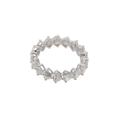 18k White Gold 4.12ctw Heart Shaped Natural Diamond Eternity Band Ring