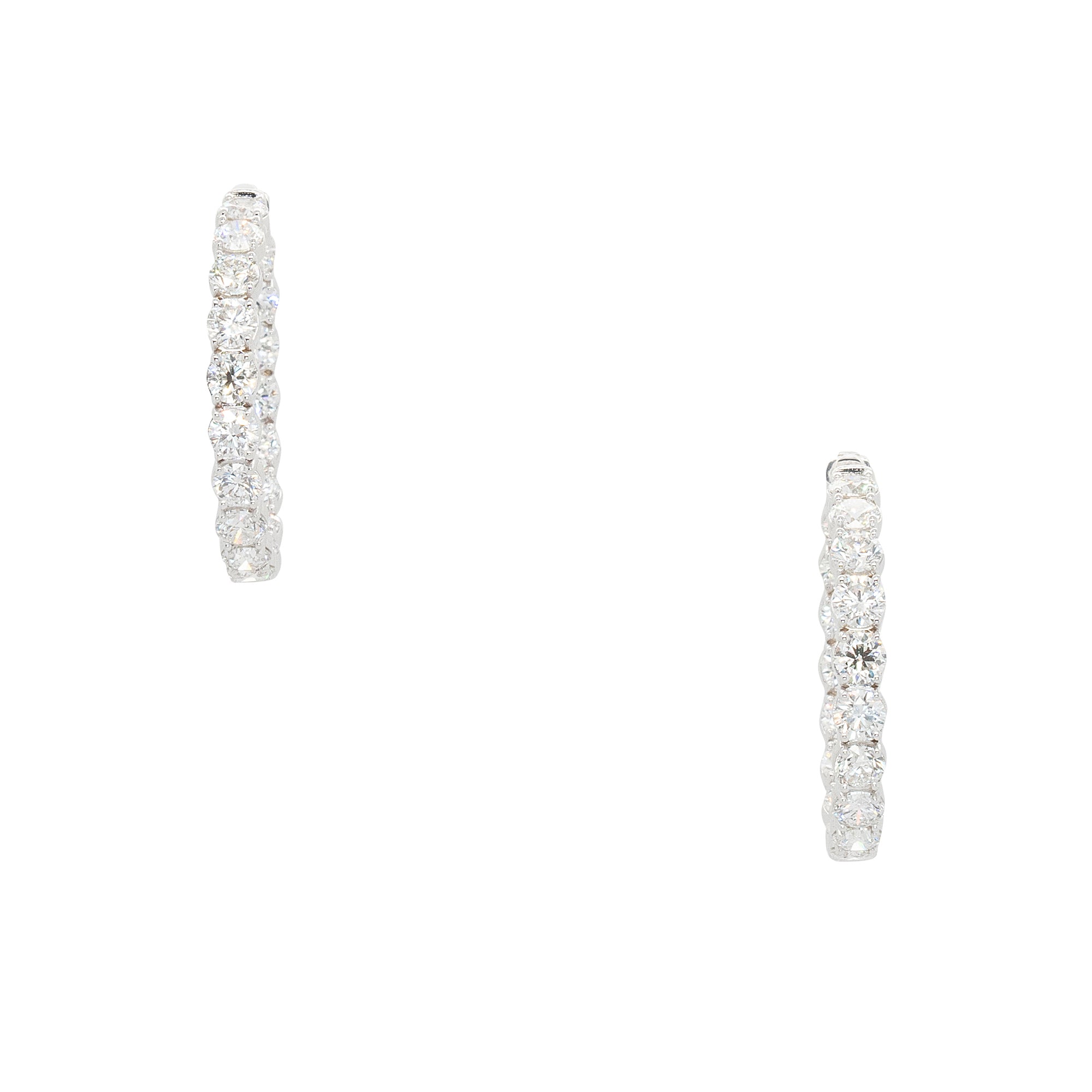 18k White Gold 18.16ctw Natural Diamond Inside Out Hoop Earrings