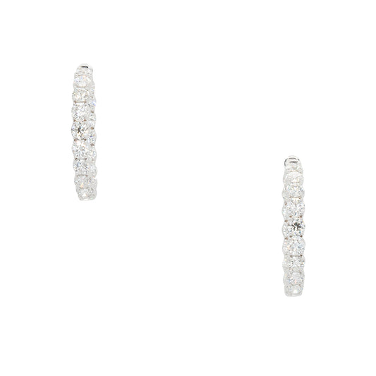 18k White Gold 18.16ctw Natural Diamond Inside Out Hoop Earrings