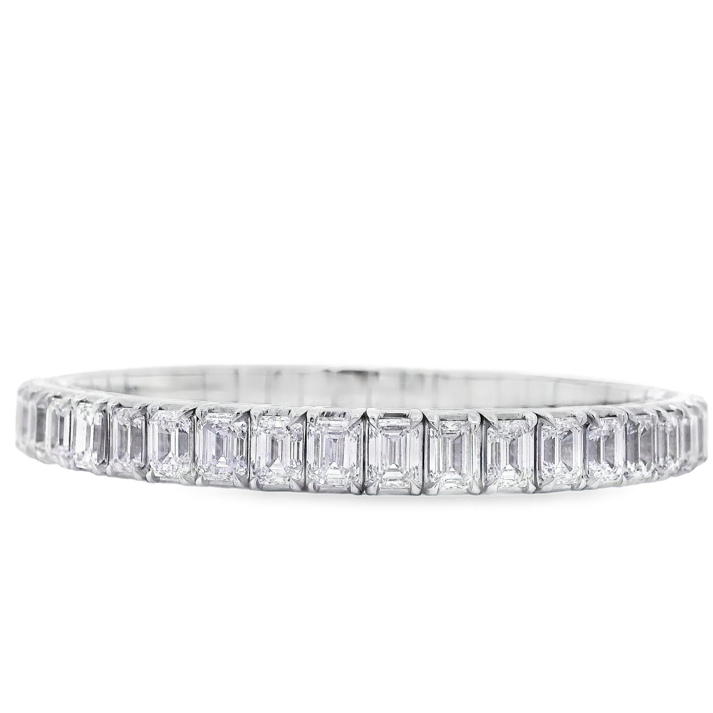 18k White Gold 22.09ctw Emerald Diamond Eternity Bracelet