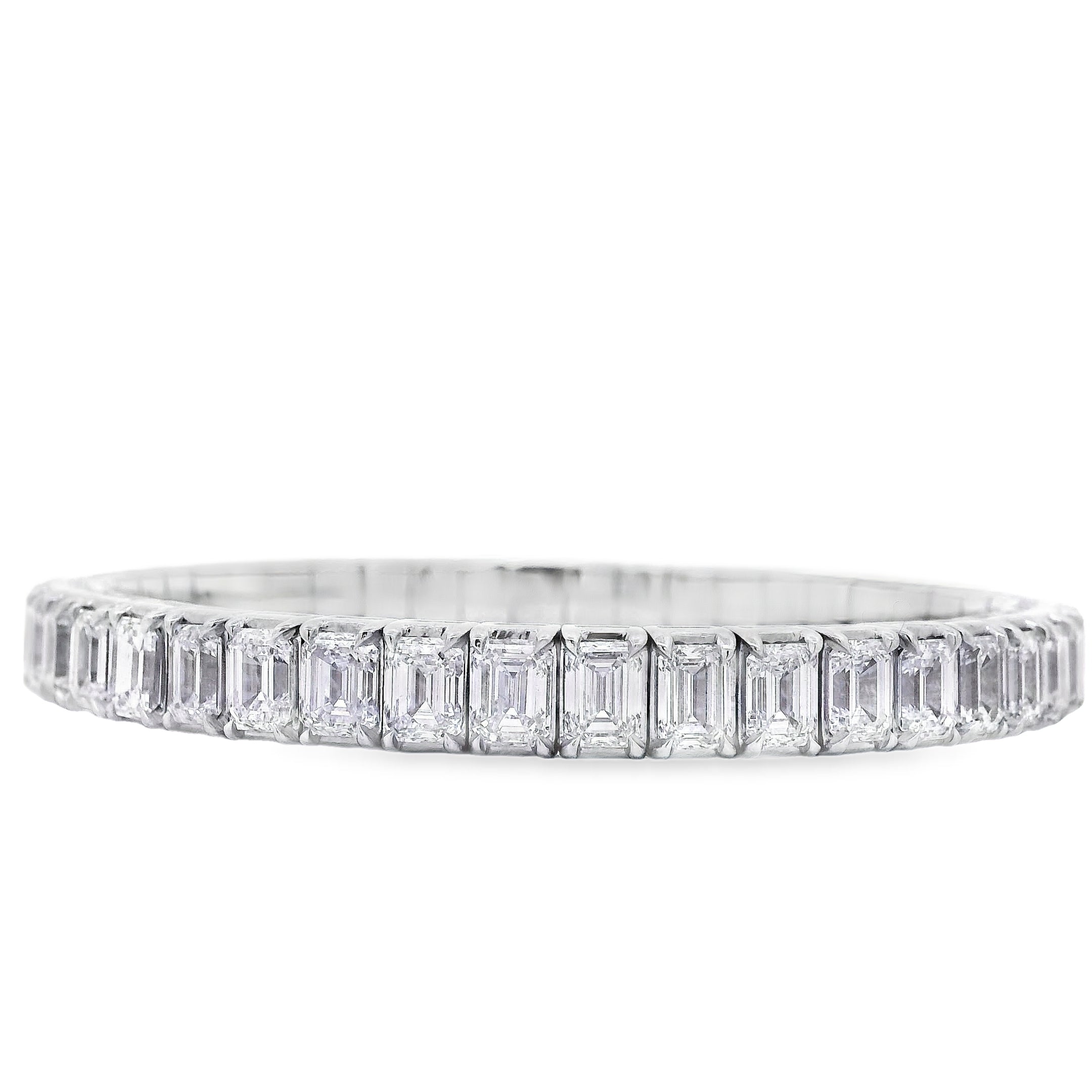 18k White Gold 22.09ctw Emerald Diamond Eternity Bracelet