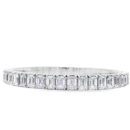 18k White Gold 22.09ctw Emerald Diamond Eternity Bracelet