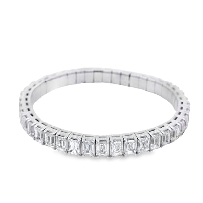 18k White Gold 22.09ctw Emerald Diamond Eternity Bracelet