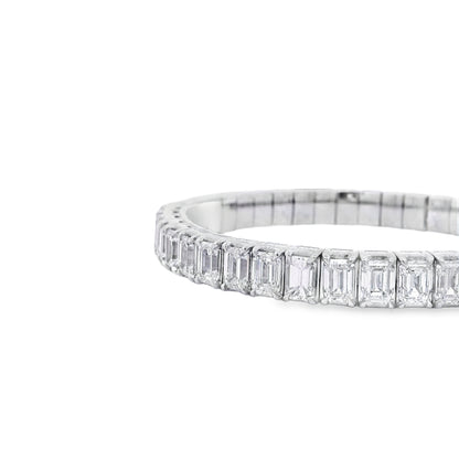 18k White Gold 22.09ctw Emerald Diamond Eternity Bracelet