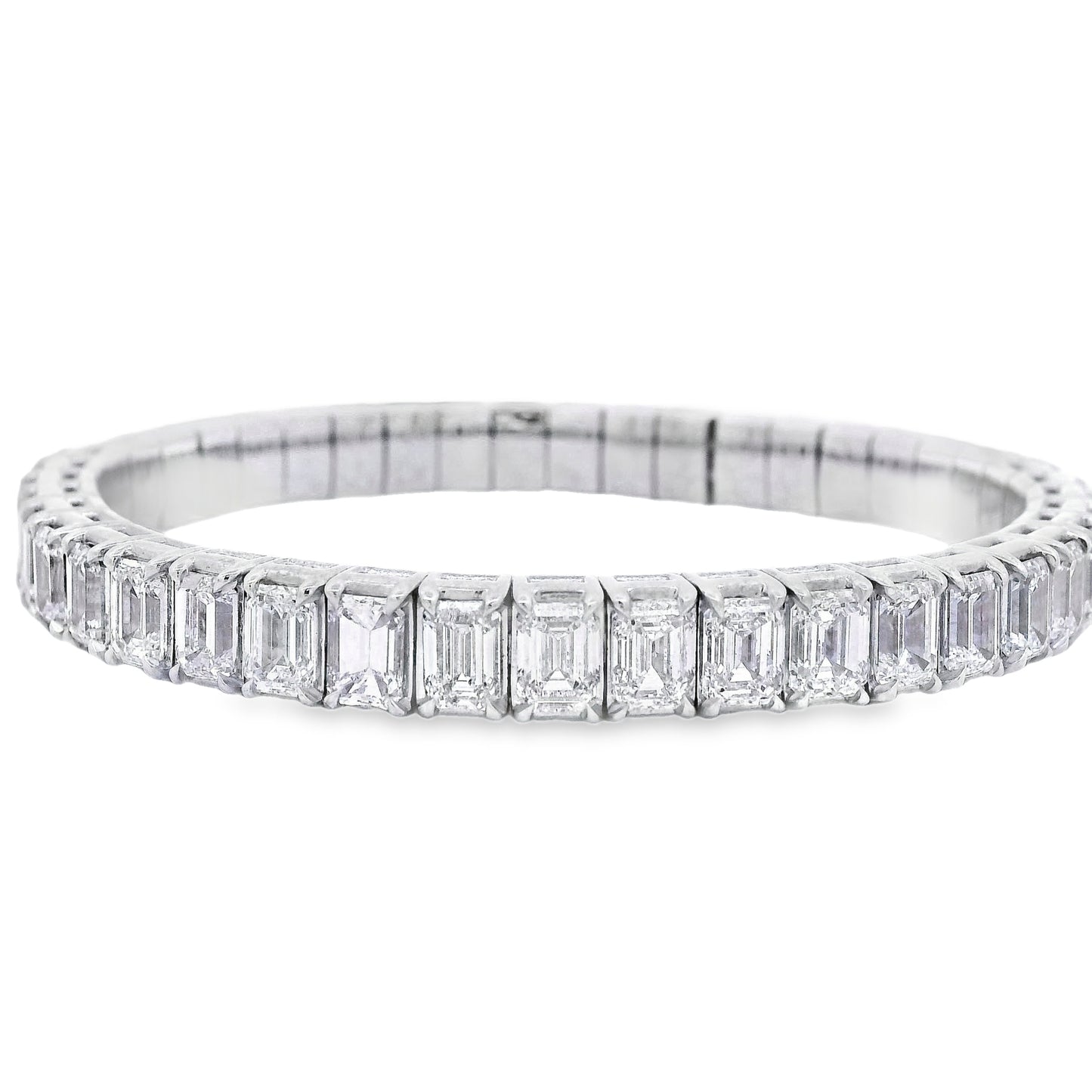 18k White Gold 22.09ctw Emerald Diamond Eternity Bracelet