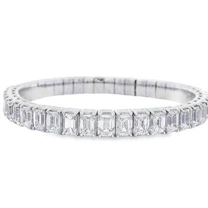 18k White Gold 22.09ctw Emerald Diamond Eternity Bracelet