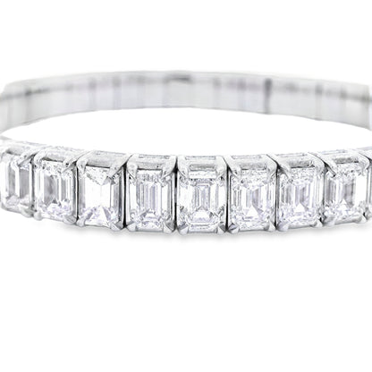 18k White Gold 22.09ctw Emerald Diamond Eternity Bracelet