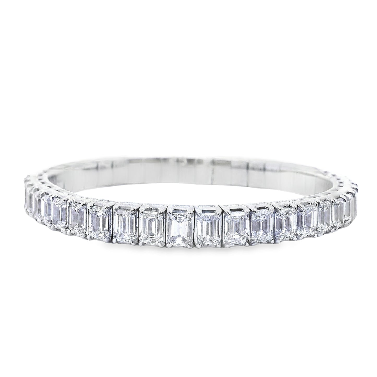 18k White Gold 22.09ctw Emerald Diamond Eternity Bracelet