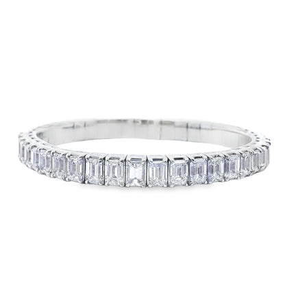 18k White Gold 22.09ctw Emerald Diamond Eternity Bracelet
