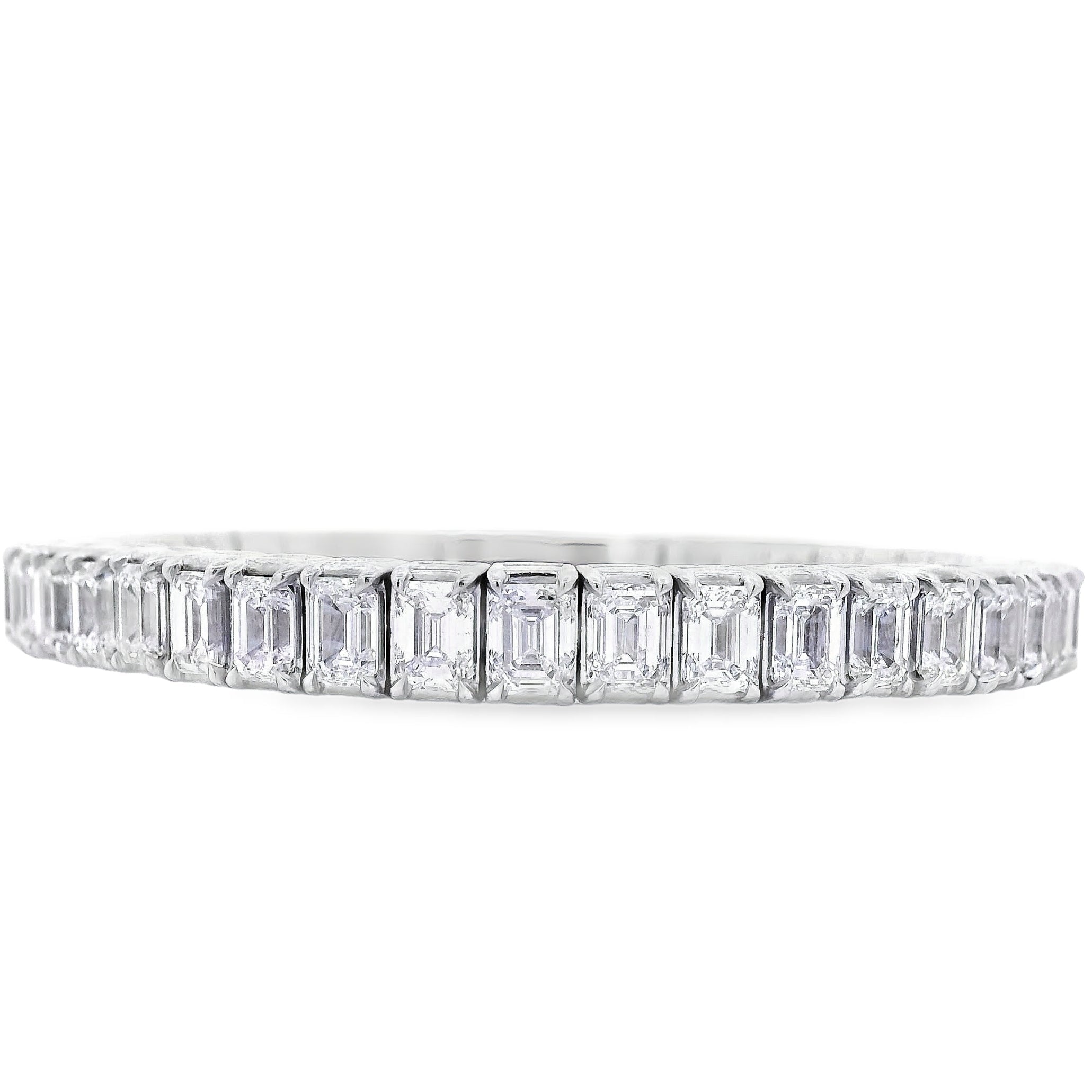 18k White Gold 22.09ctw Emerald Diamond Eternity Bracelet
