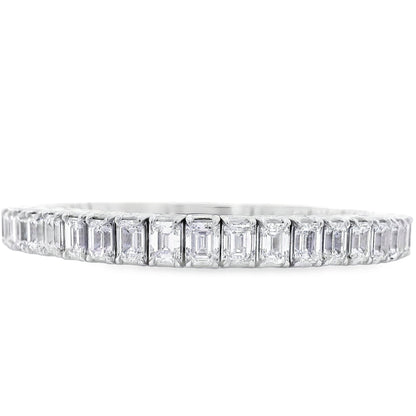 18k White Gold 22.09ctw Emerald Diamond Eternity Bracelet