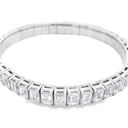 18k White Gold 22.09ctw Emerald Diamond Eternity Bracelet