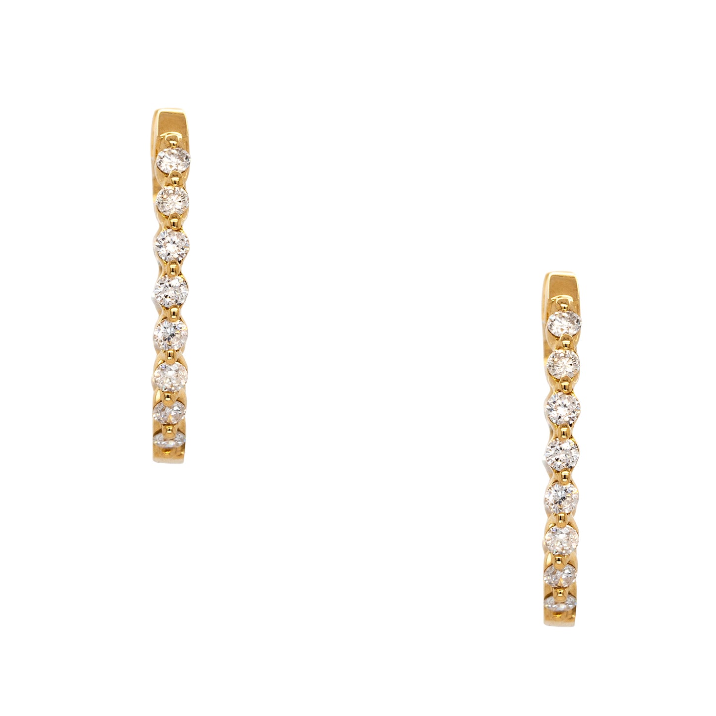 18k Yellow Gold 0.42ctw Diamond Inside Out Hoop Earrings