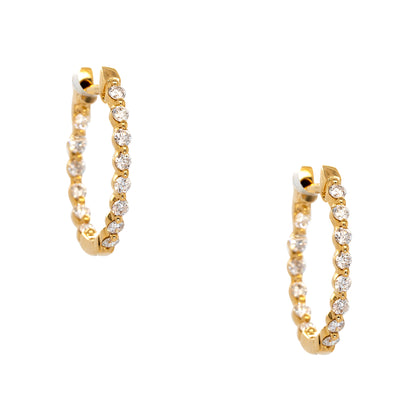 18k Yellow Gold 0.42ctw Diamond Inside Out Hoop Earrings