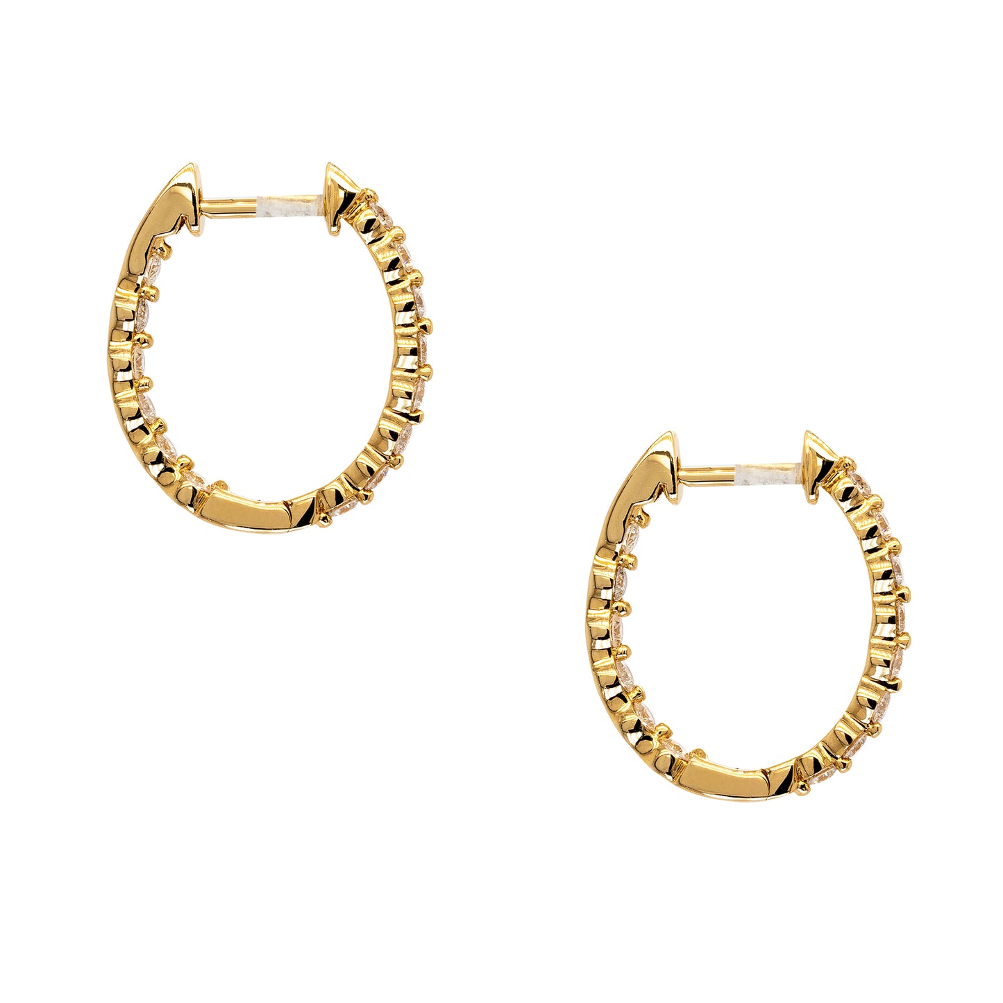 18k Yellow Gold 0.42ctw Diamond Inside Out Hoop Earrings
