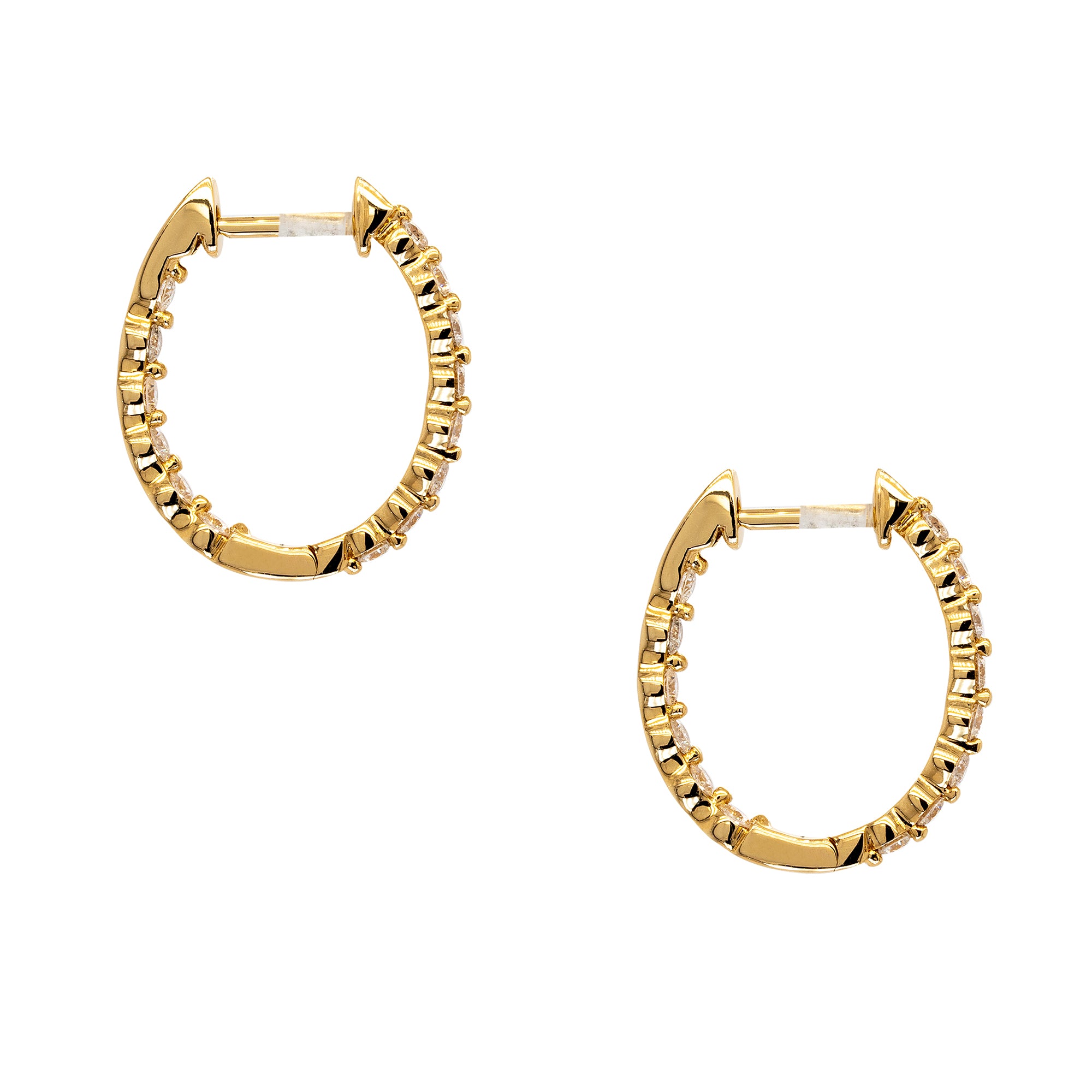 18k Yellow Gold 0.42ctw Diamond Inside Out Hoop Earrings