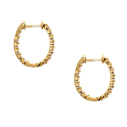 18k Yellow Gold 0.42ctw Diamond Inside Out Hoop Earrings