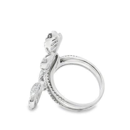 18k White Gold 1.67ct Natural Diamond Double Butterfly Ring