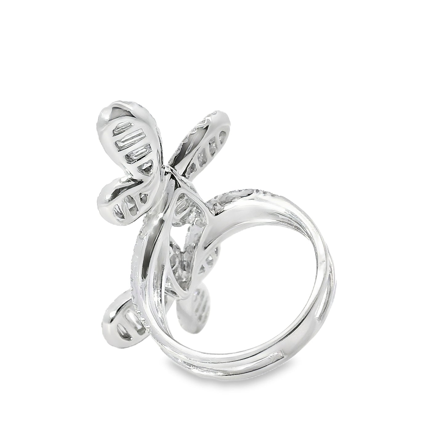 18k White Gold 1.67ct Natural Diamond Double Butterfly Ring
