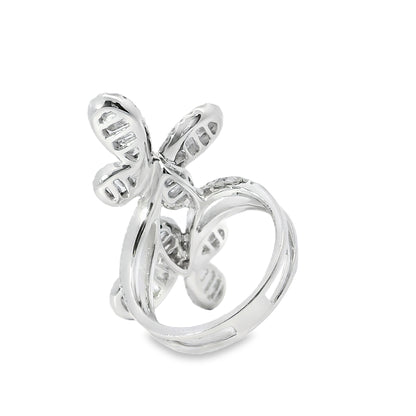18k White Gold 1.67ct Natural Diamond Double Butterfly Ring