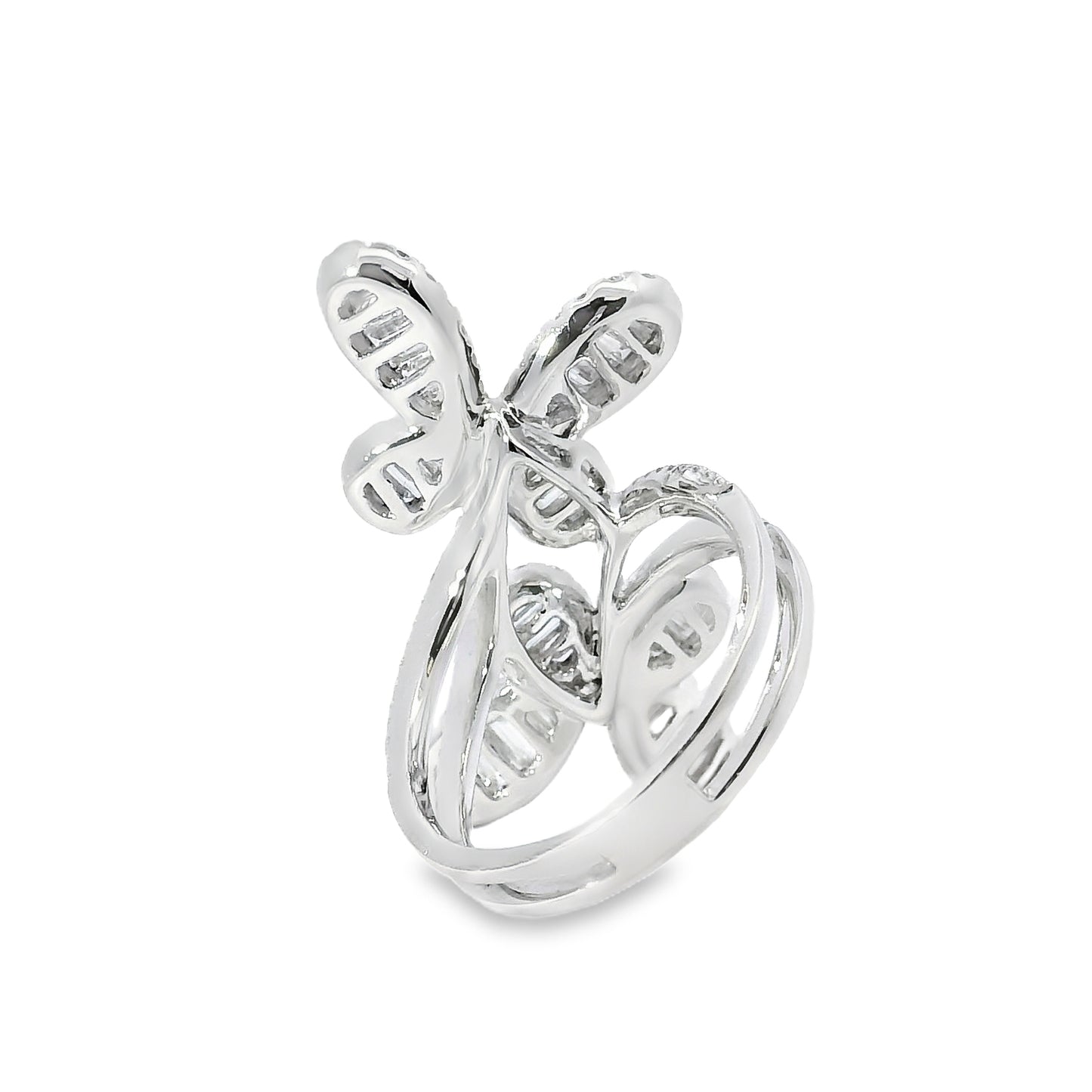 18k White Gold 1.67ct Natural Diamond Double Butterfly Ring