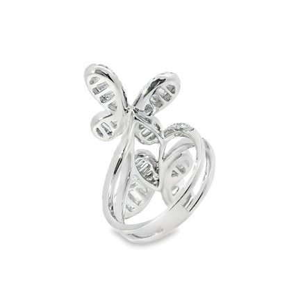 18k White Gold 1.67ct Natural Diamond Double Butterfly Ring