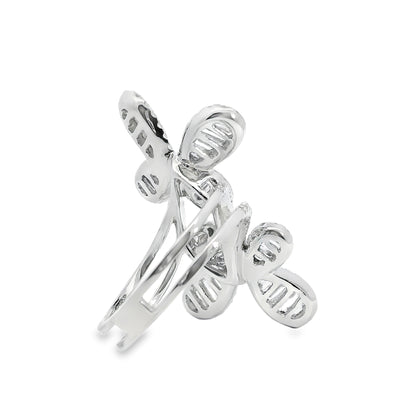 18k White Gold 1.67ct Natural Diamond Double Butterfly Ring