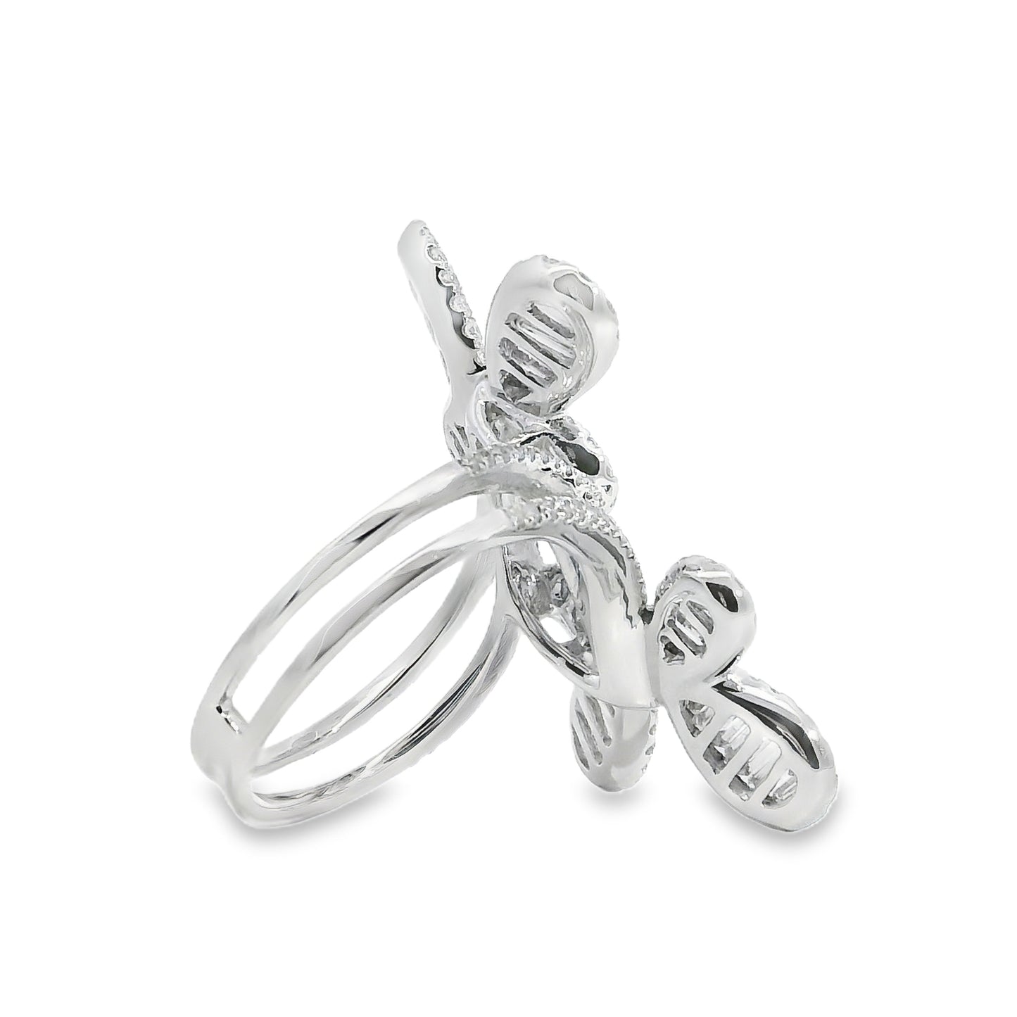 18k White Gold 1.67ct Natural Diamond Double Butterfly Ring