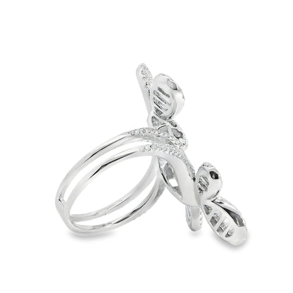 18k White Gold 1.67ct Natural Diamond Double Butterfly Ring