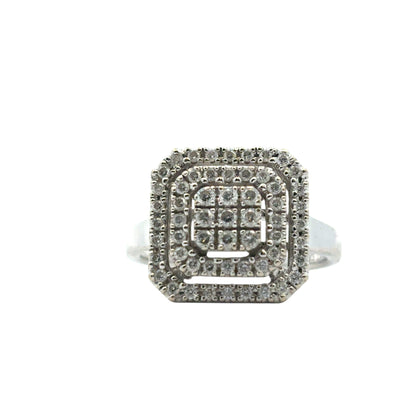 14k White Gold approx. 1.7ctw Round Pave Diamond Square Ring
