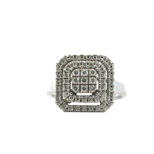14k White Gold approx. 1.7ctw Round Pave Diamond Square Ring