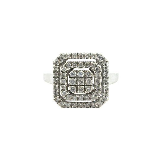 14k White Gold approx. 1.7ctw Round Pave Diamond Square Ring