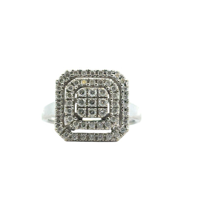 14k White Gold approx. 1.7ctw Round Pave Diamond Square Ring