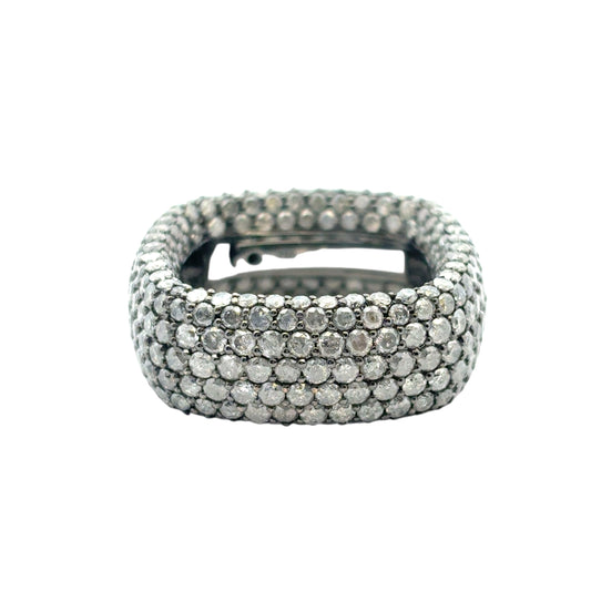 18k White Gold approx. 6.99ctw Black Diamond Square Ring