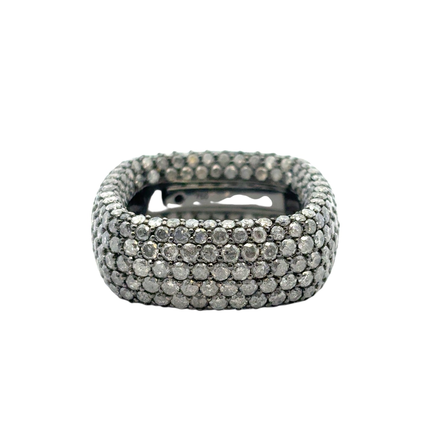 18k White Gold approx. 6.99ctw Black Diamond Square Ring