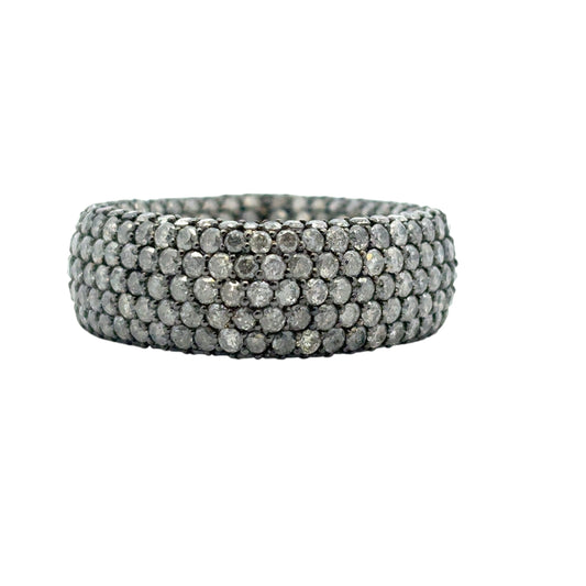 18k White Gold approx. 6.99ctw Black Diamond Square Ring