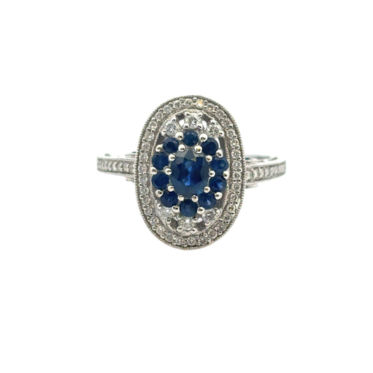 18k White Gold Diamond and Sapphire Cocktail Ring
