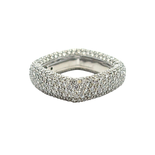14k White Gold Pave Diamond Square Ring