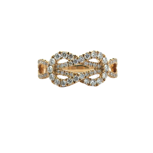 18k Yellow Gold Diamond Bowtie Knot Ring